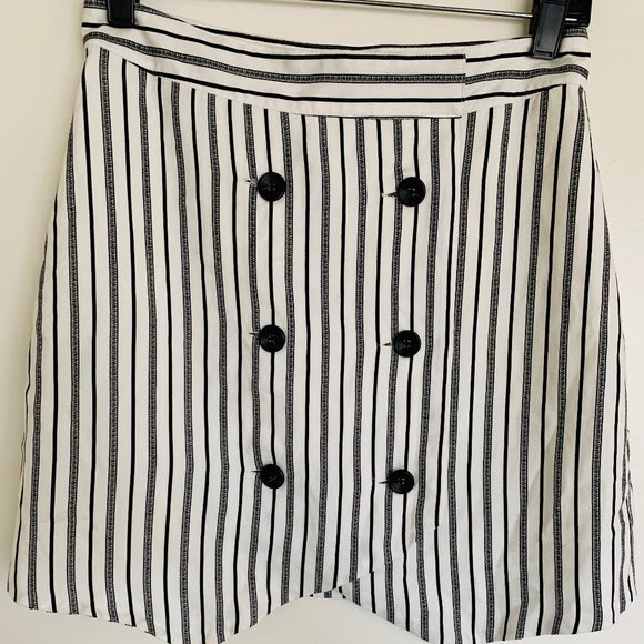 BCBGeneration Skirt Striped Buttons - Picture 2 of 6